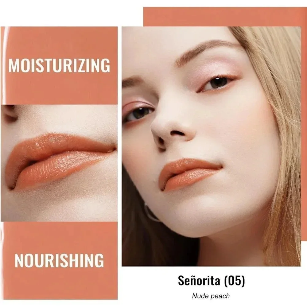 Oulac Moisturising Nude Peach Tinted Lip Balm Hydrating  Lipstick Señorita (05) - Picture 2 of 6